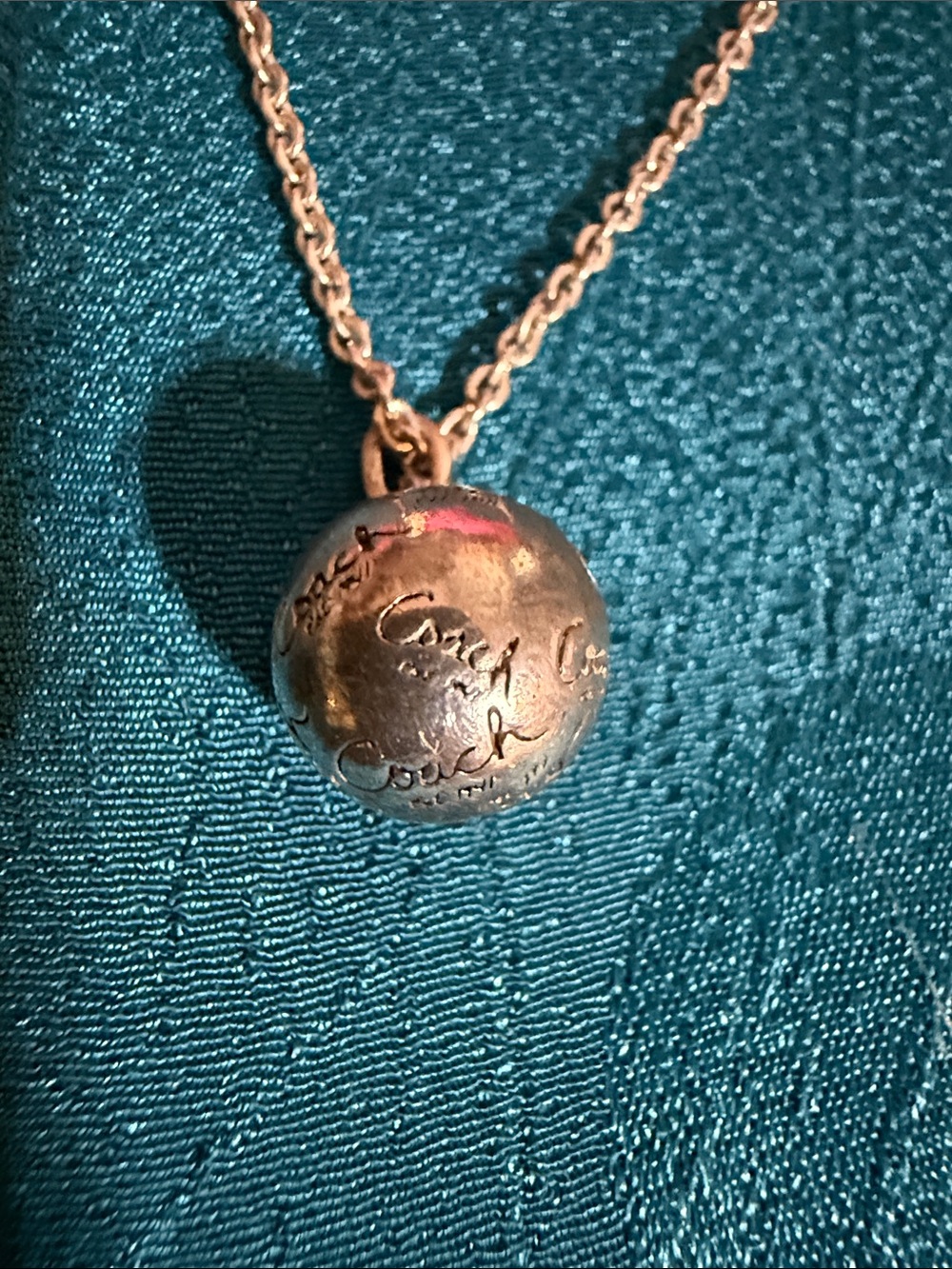 Sterling silver Coach Polished Engraved Dome Necklace